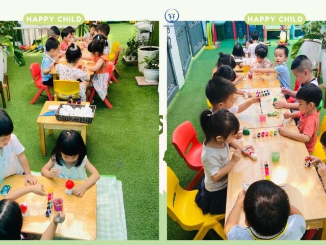 Bé tô tượng tại trường mầm non Em Bé Hạnh Phúc